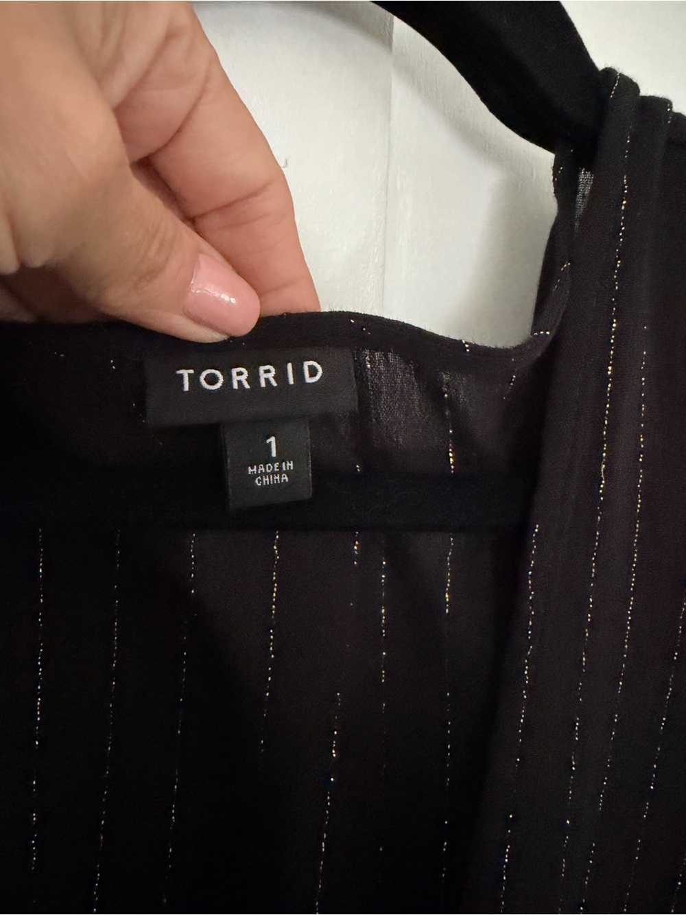 torrid Black Blouse with Gold Pinstripes - Long Sleeve - Picture 2 of 6